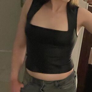 Black Faux Leather Top